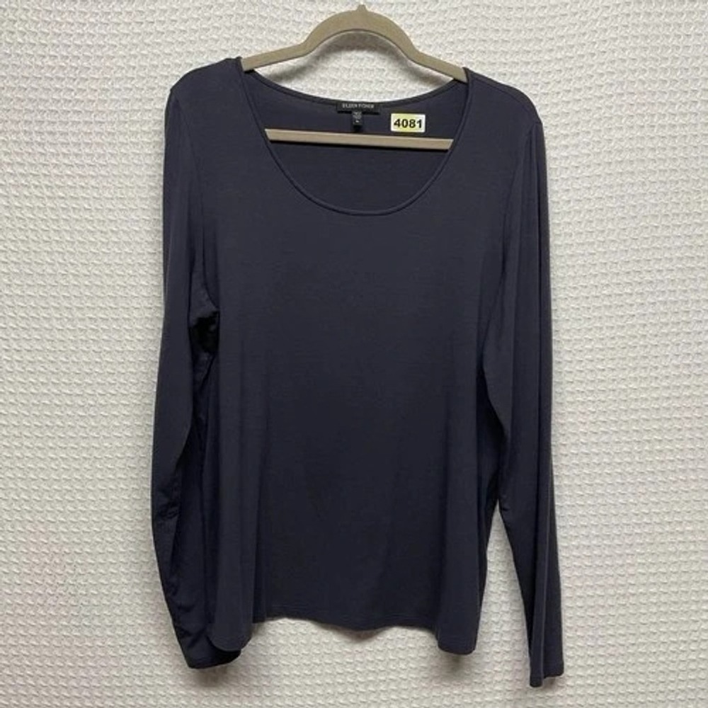 Eileen Fisher Gray Stretch Everyday Essential Short Sleeve T-Shirt Women‎ XL USA